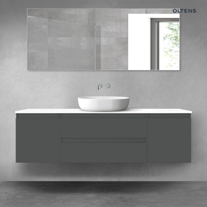 Vernal zestaw mebli łazienkowych 160 cm z blatem grafit mat/biały połysk OLTENS 68382400