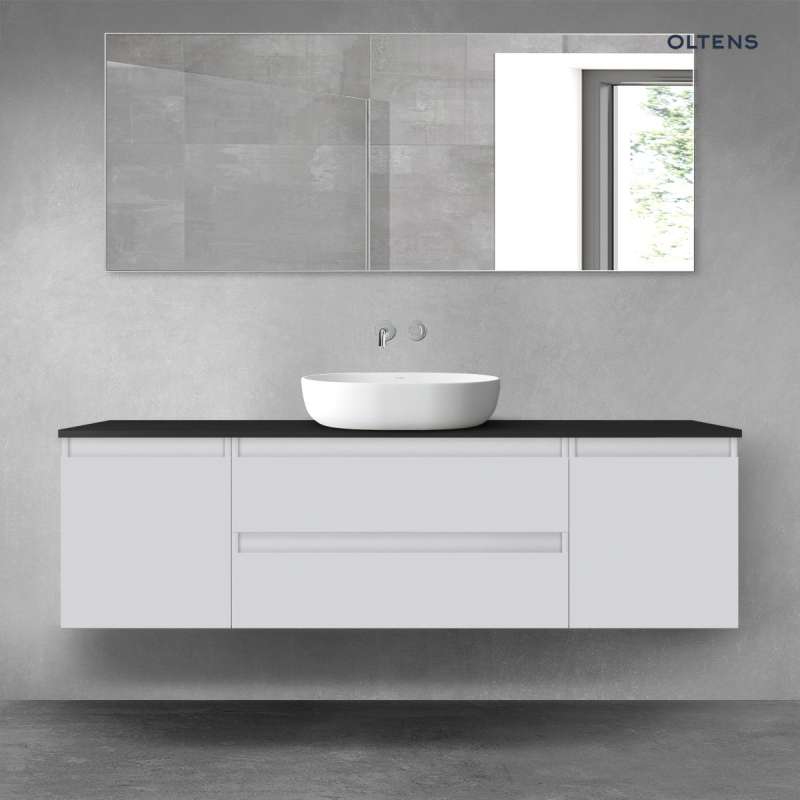 Vernal zestaw mebli łazienkowych 160 cm z blatem szary mat/czarny mat OLTENS 68449700