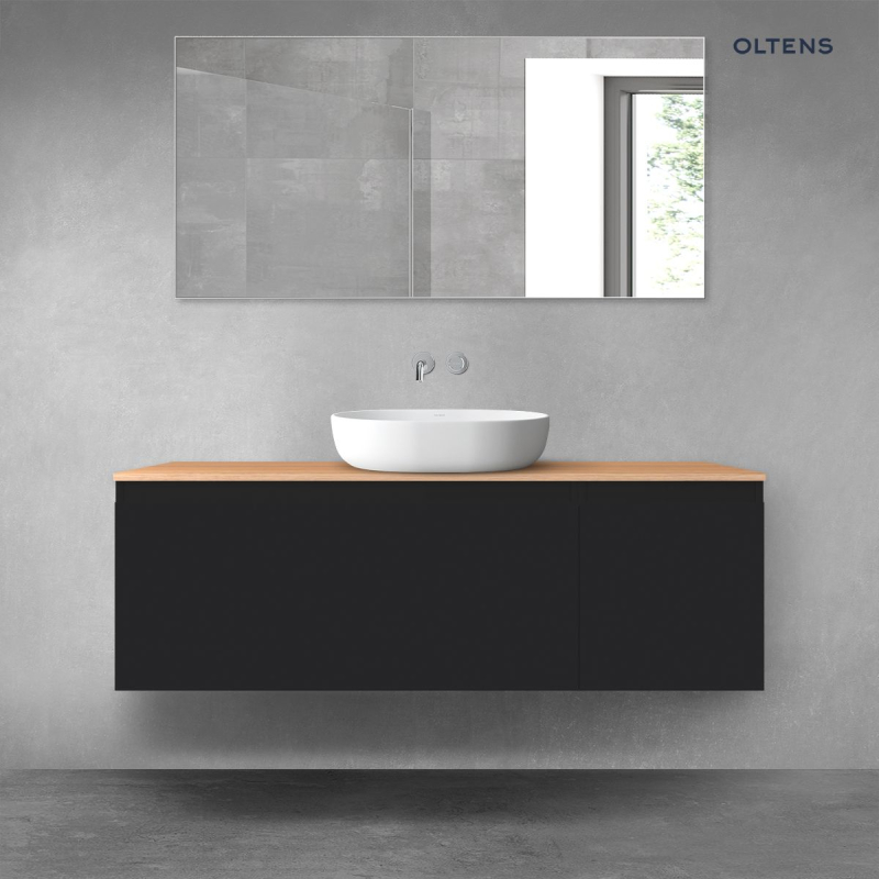 Vernal zestaw mebli łazienkowych 140 cm z blatem czarny mat/dąb OLTENS 68315300