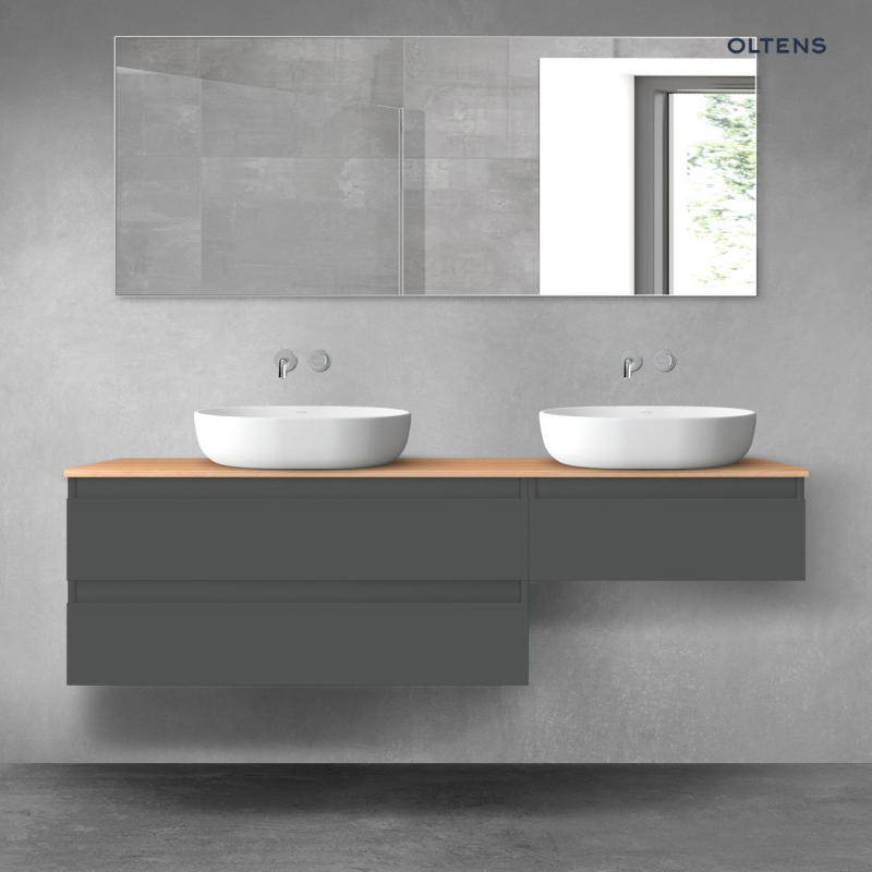 Vernal zestaw mebli łazienkowych 160 cm z blatem grafit mat/dąb OLTENS 68348400