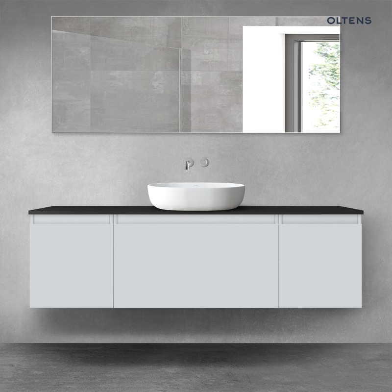 Vernal zestaw mebli łazienkowych 160 cm z blatem szary mat/czarny mat OLTENS 68384700