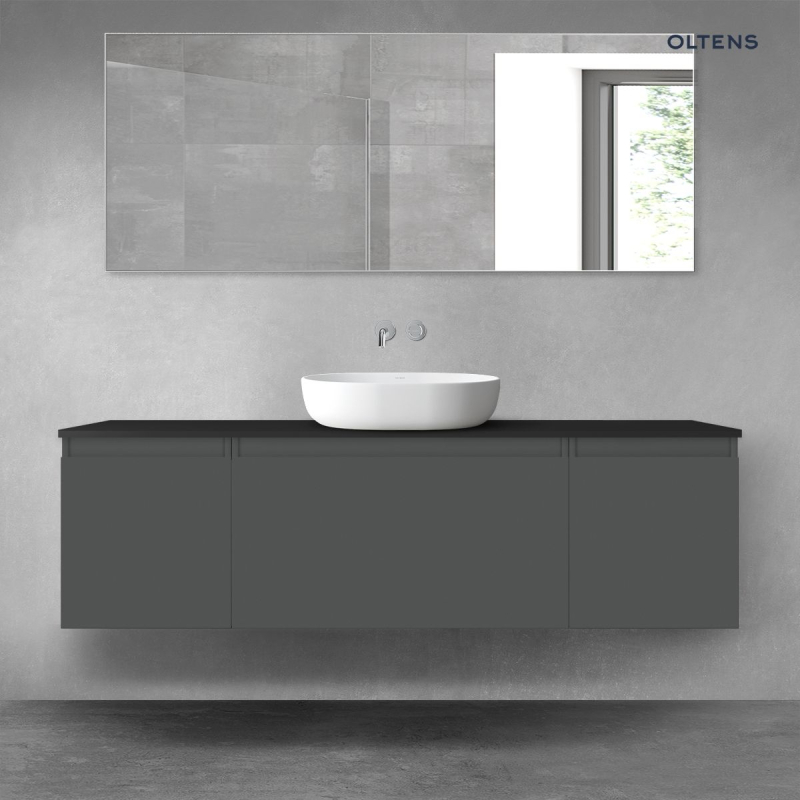 Vernal zestaw mebli łazienkowych 160 cm z blatem grafit mat/czarny mat OLTENS 68386400