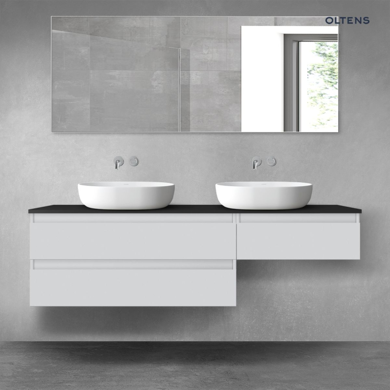 Vernal zestaw mebli łazienkowych 160 cm z blatem szary mat/czarny mat OLTENS 68350700