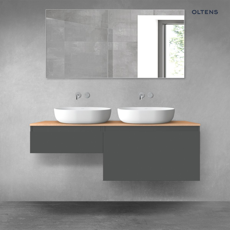 Vernal zestaw mebli łazienkowych 140 cm z blatem grafit mat/dąb OLTENS 68305400