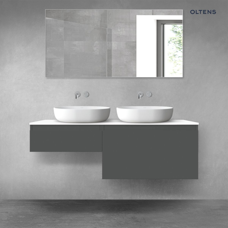 Vernal zestaw mebli łazienkowych 140 cm z blatem grafit mat/biały połysk OLTENS 68306400