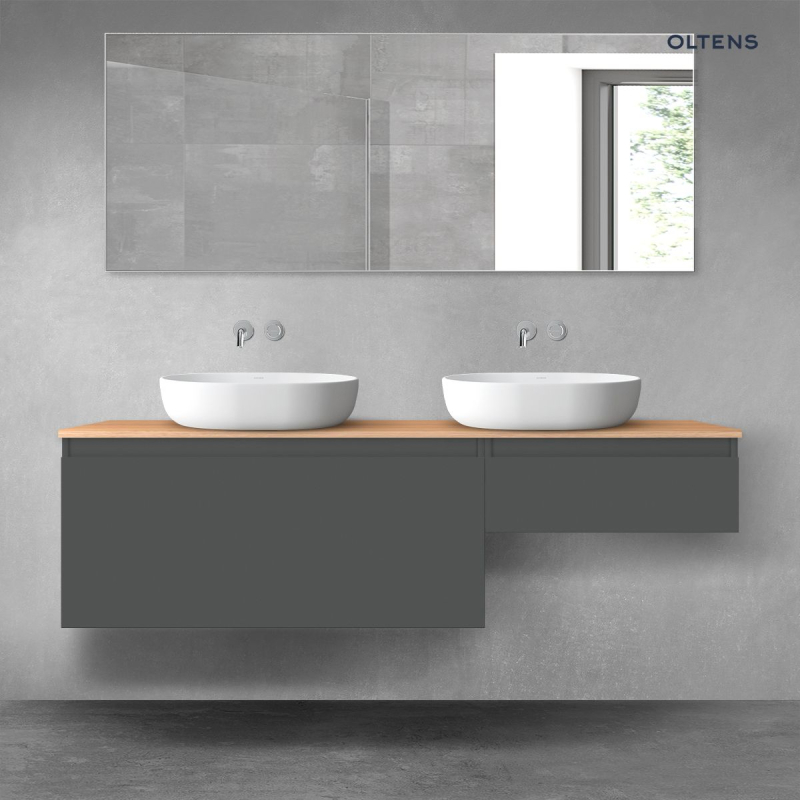 Vernal zestaw mebli łazienkowych 160 cm z blatem grafit mat/dąb OLTENS 68352400