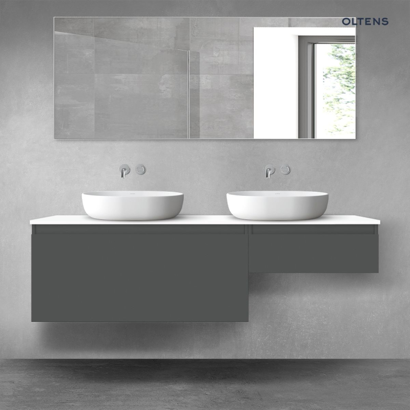 Vernal zestaw mebli łazienkowych 160 cm z blatem grafit mat/biały połysk OLTENS 68353400