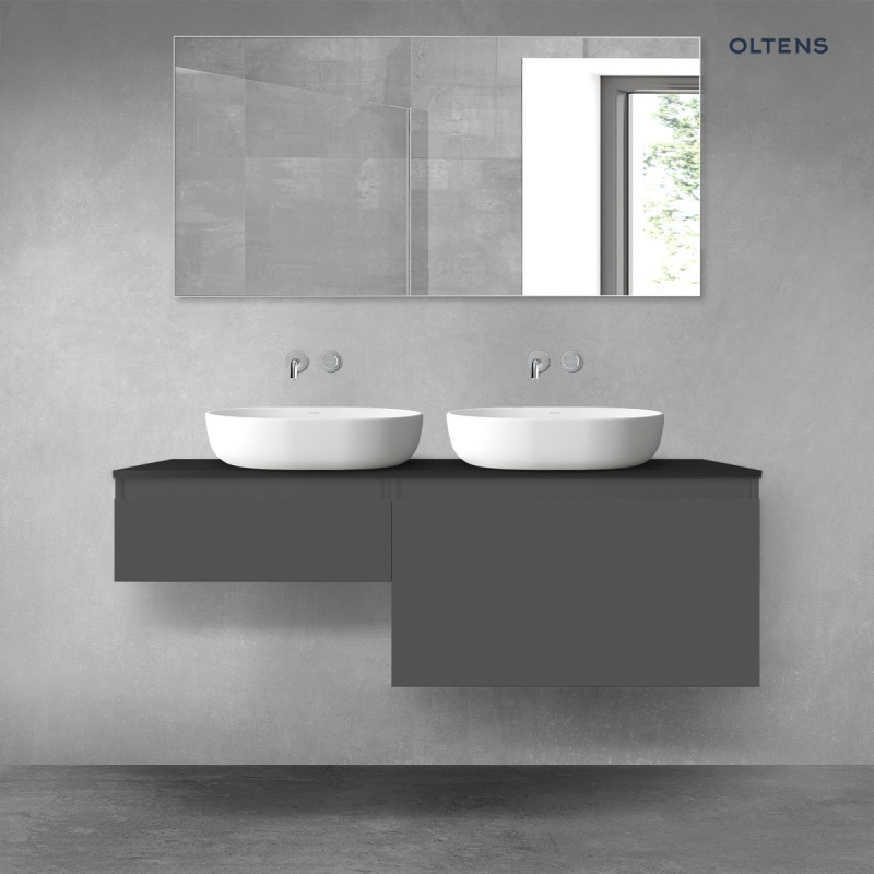 Vernal zestaw mebli łazienkowych 140 cm z blatem grafit mat/czarny mat OLTENS 68307400