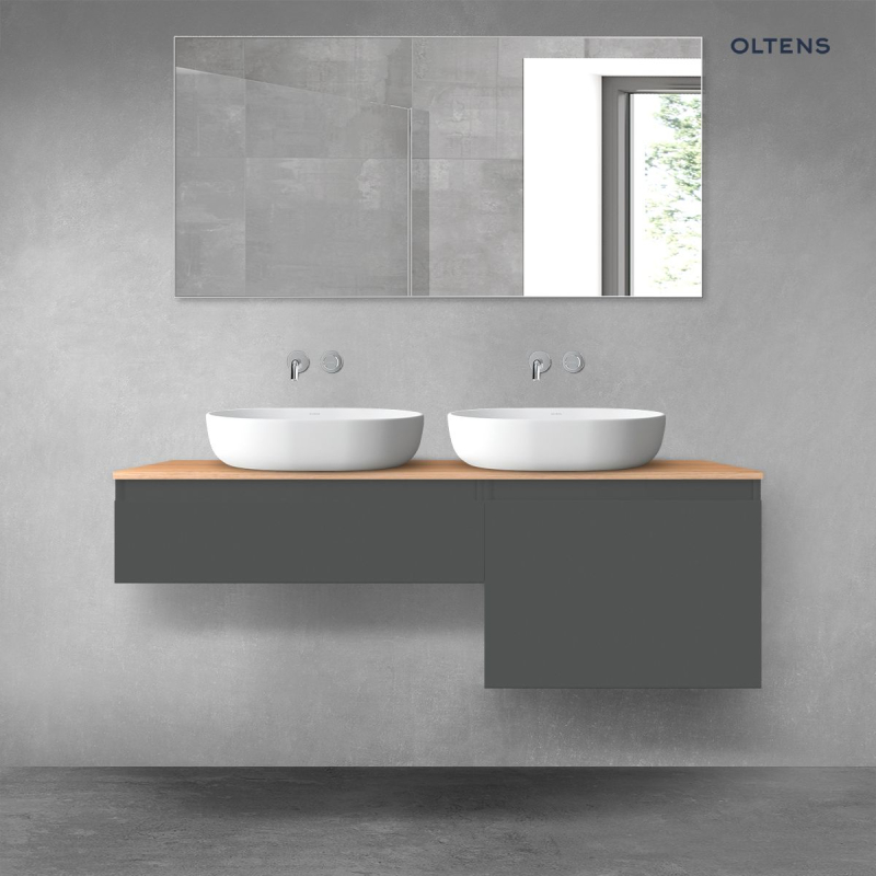 Vernal zestaw mebli łazienkowych 140 cm z blatem grafit mat/dąb OLTENS 68309400