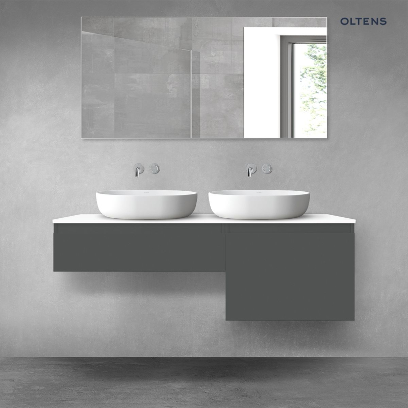 Vernal zestaw mebli łazienkowych 140 cm z blatem grafit mat/biały połysk OLTENS 68310400