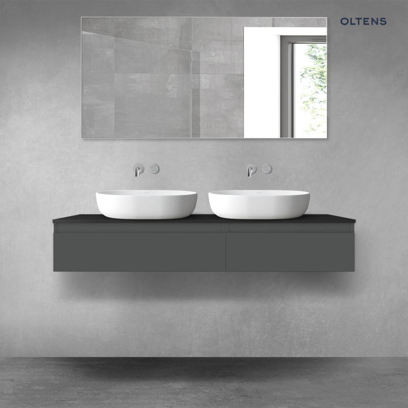 Vernal zestaw mebli łazienkowych 140 cm z blatem grafit mat/czarny mat OLTENS 68323400
