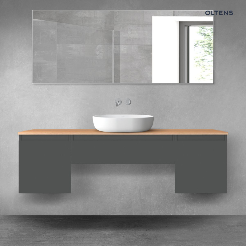 Vernal zestaw mebli łazienkowych 160 cm z blatem grafit mat/dąb OLTENS 68392400