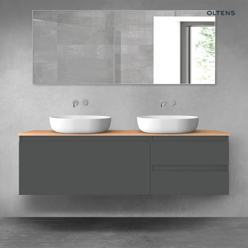 Vernal zestaw mebli łazienkowych 160 cm z blatem grafit mat/dąb OLTENS 68440400