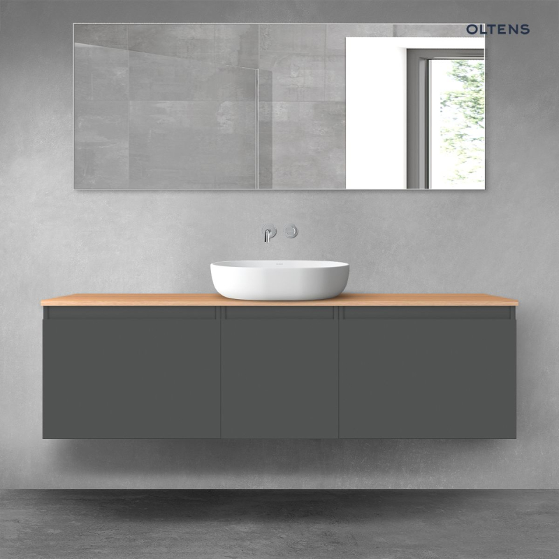 Vernal zestaw mebli łazienkowych 160 cm z blatem grafit mat/dąb OLTENS 68420400