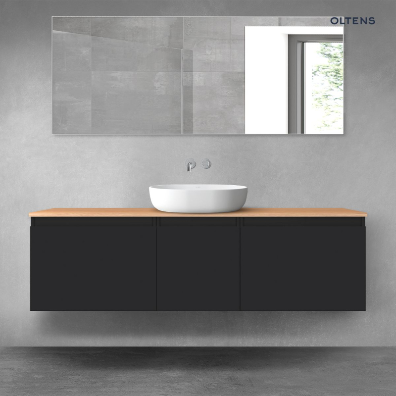 Vernal zestaw mebli łazienkowych 160 cm z blatem czarny mat/dąb OLTENS 68420300