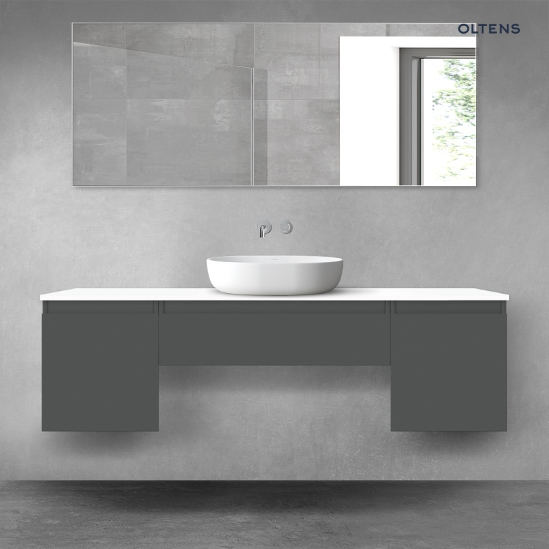 Vernal zestaw mebli łazienkowych 160 cm z blatem grafit mat/biały połysk OLTENS 68397400