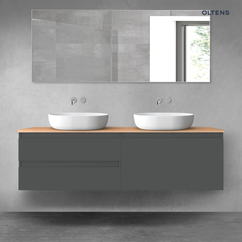 Vernal zestaw mebli łazienkowych 160 cm z blatem grafit mat/dąb OLTENS 68364400