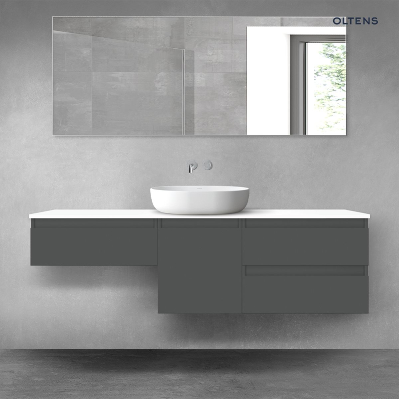 Vernal zestaw mebli łazienkowych 160 cm z blatem grafit mat/biały połysk OLTENS 68456400