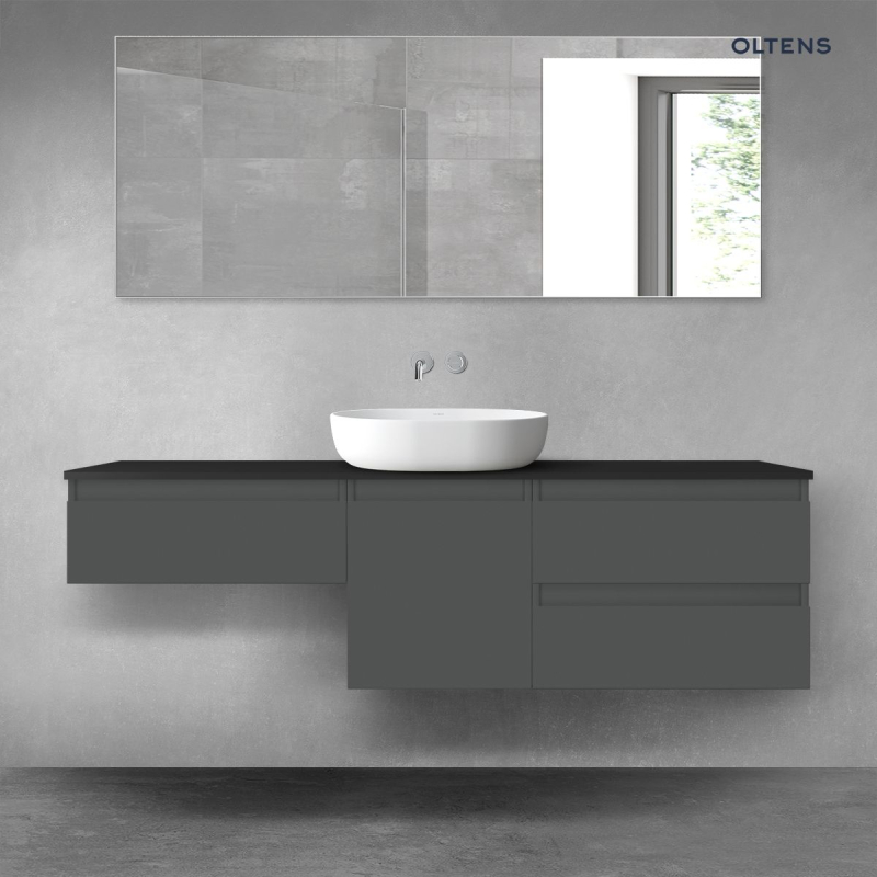 Vernal zestaw mebli łazienkowych 160 cm z blatem grafit mat/czarny mat OLTENS 68425400