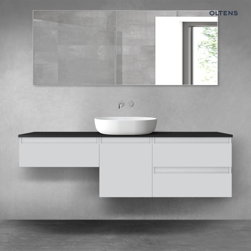 Vernal zestaw mebli łazienkowych 160 cm z blatem szary mat/czarny mat OLTENS 68425700