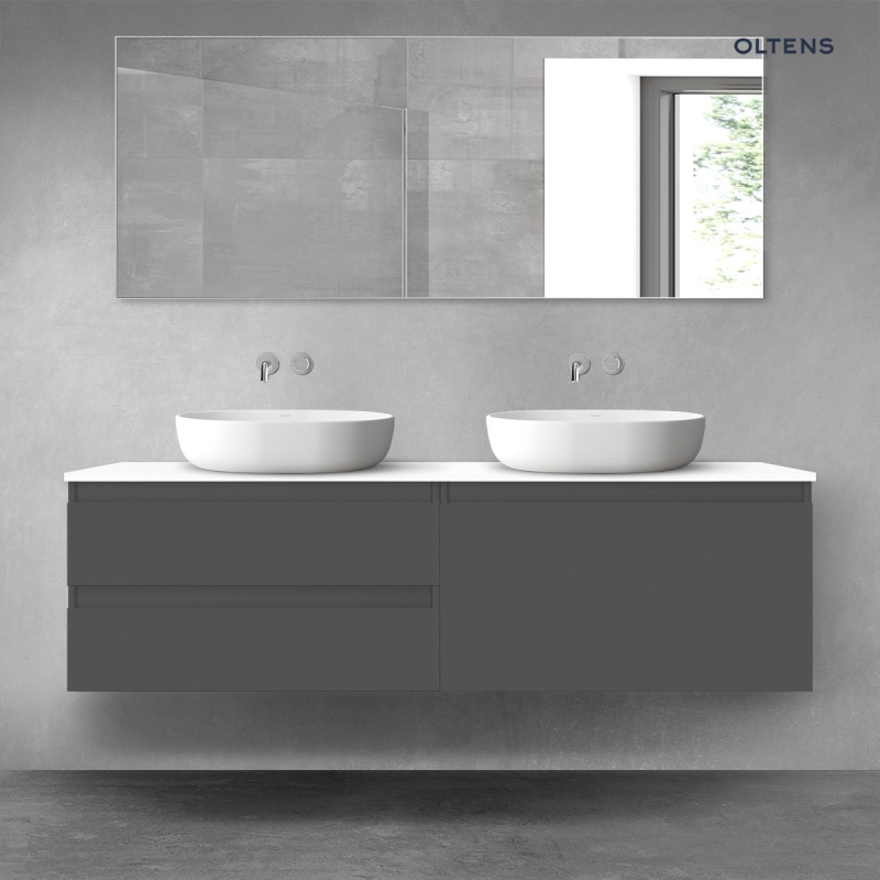 Vernal zestaw mebli łazienkowych 160 cm z blatem grafit mat/biały połysk OLTENS 68365400