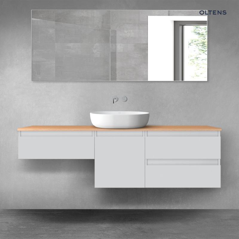 Vernal zestaw mebli łazienkowych 160 cm z blatem szary mat/dąb OLTENS 68426700