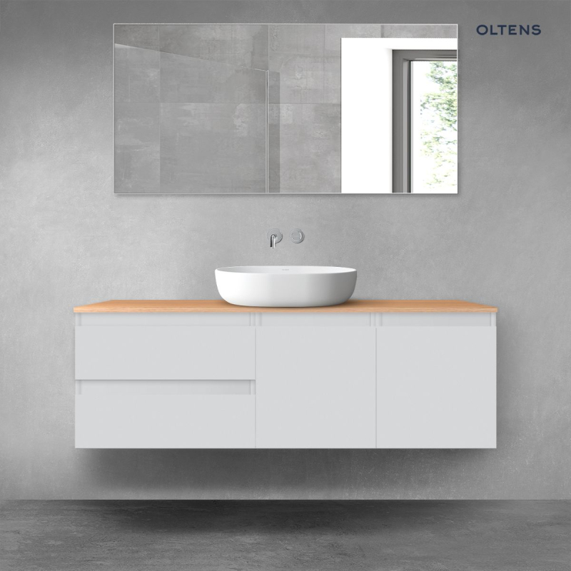 Vernal zestaw mebli łazienkowych 140 cm z blatem szary mat/dąb OLTENS 68272700