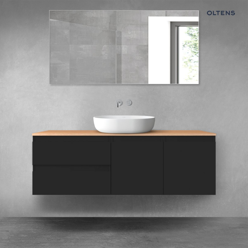 Vernal zestaw mebli łazienkowych 140 cm z blatem czarny mat/dąb OLTENS 68272300