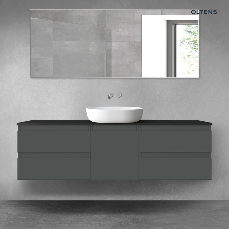 Vernal zestaw mebli łazienkowych 160 cm z blatem grafit mat/czarny mat OLTENS 68402400