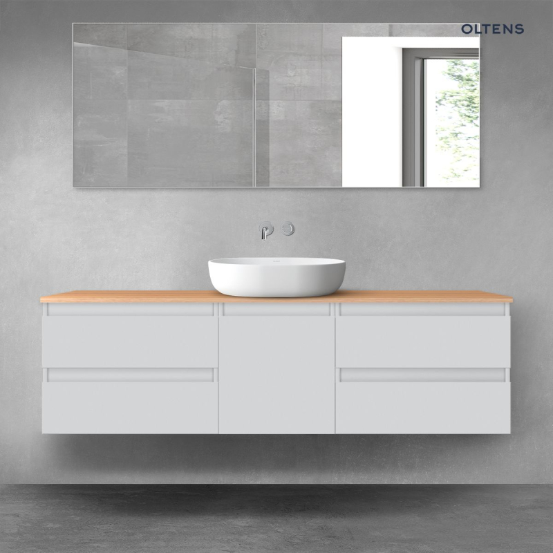 Vernal zestaw mebli łazienkowych 160 cm z blatem szary mat/dąb OLTENS 68404700