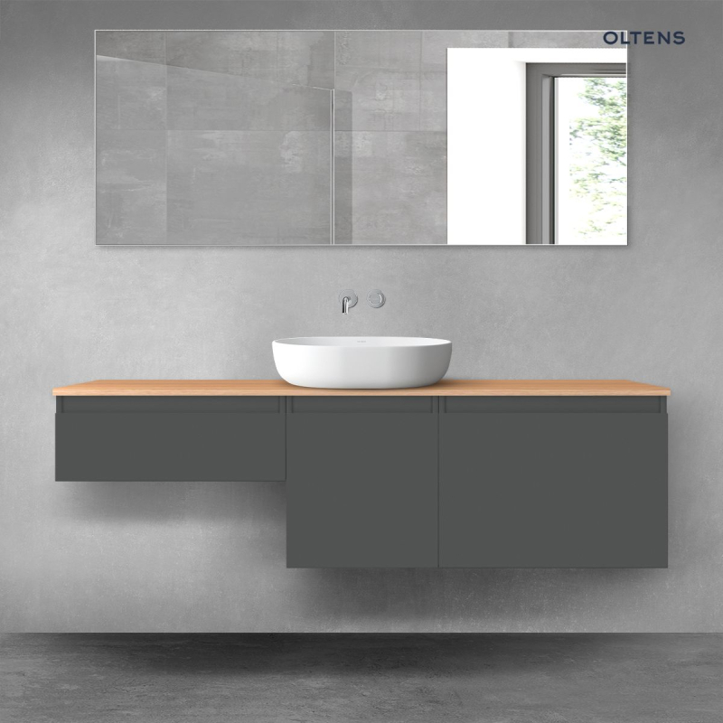 Vernal zestaw mebli łazienkowych 160 cm z blatem grafit mat/dąb OLTENS 68434400