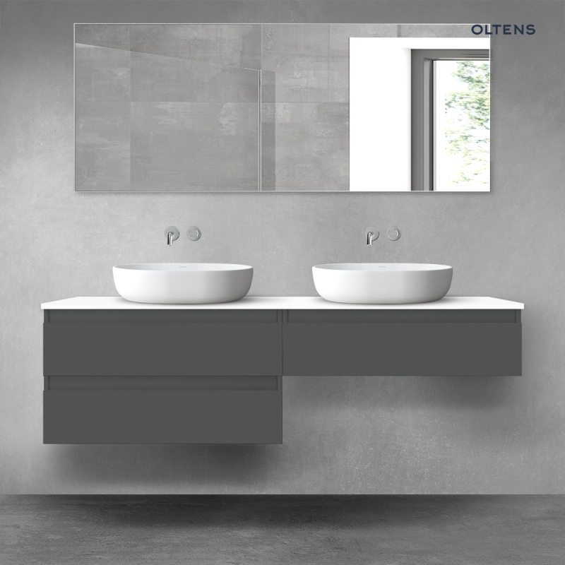Vernal zestaw mebli łazienkowych 160 cm z blatem grafit mat/biały połysk OLTENS 68367400
