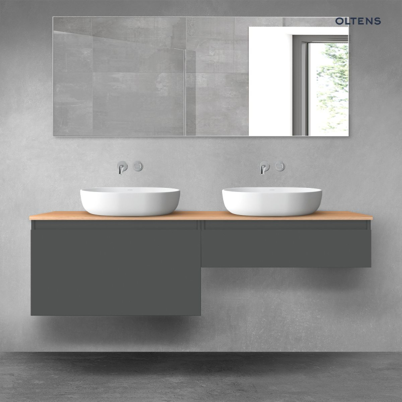 Vernal zestaw mebli łazienkowych 160 cm z blatem grafit mat/dąb OLTENS 68370400