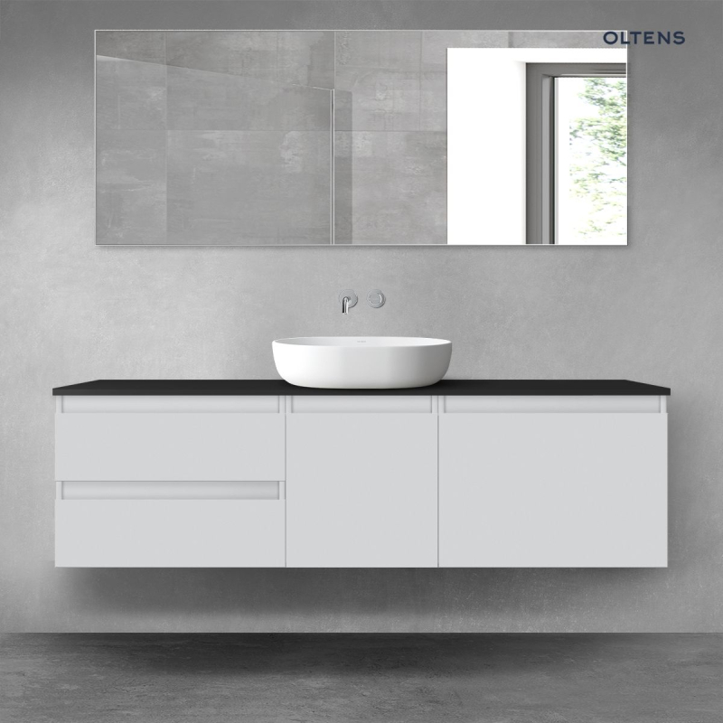 Vernal zestaw mebli łazienkowych 160 cm z blatem szary mat/czarny mat OLTENS 68414700
