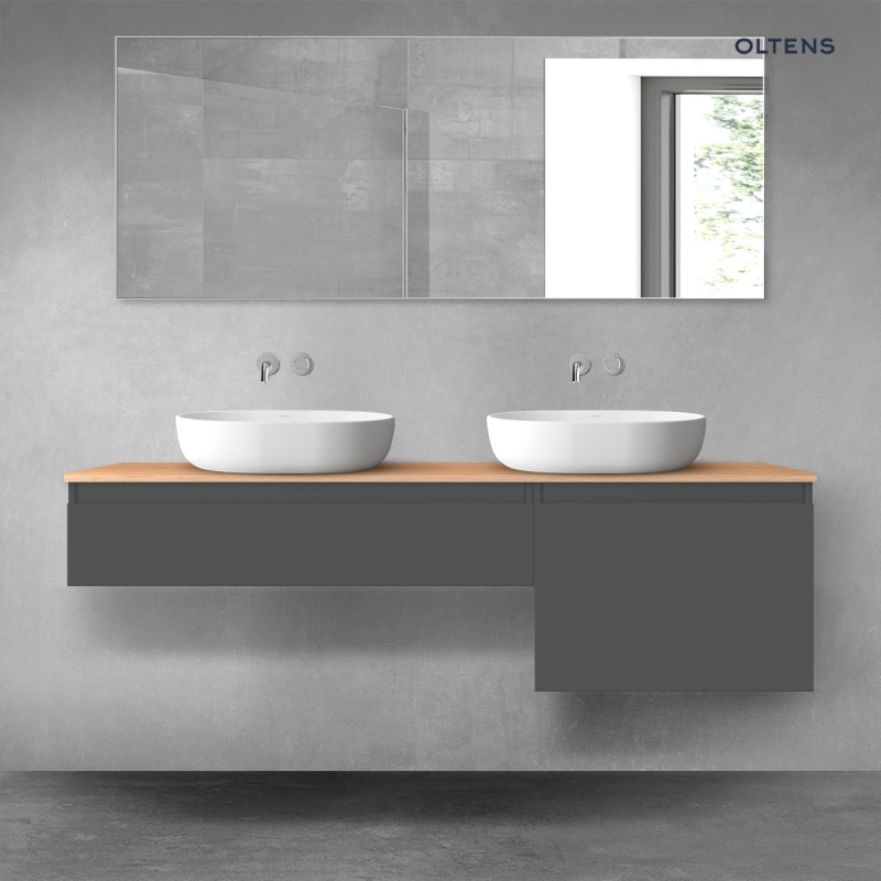 Vernal zestaw mebli łazienkowych 160 cm z blatem grafit mat/dąb OLTENS 68344400