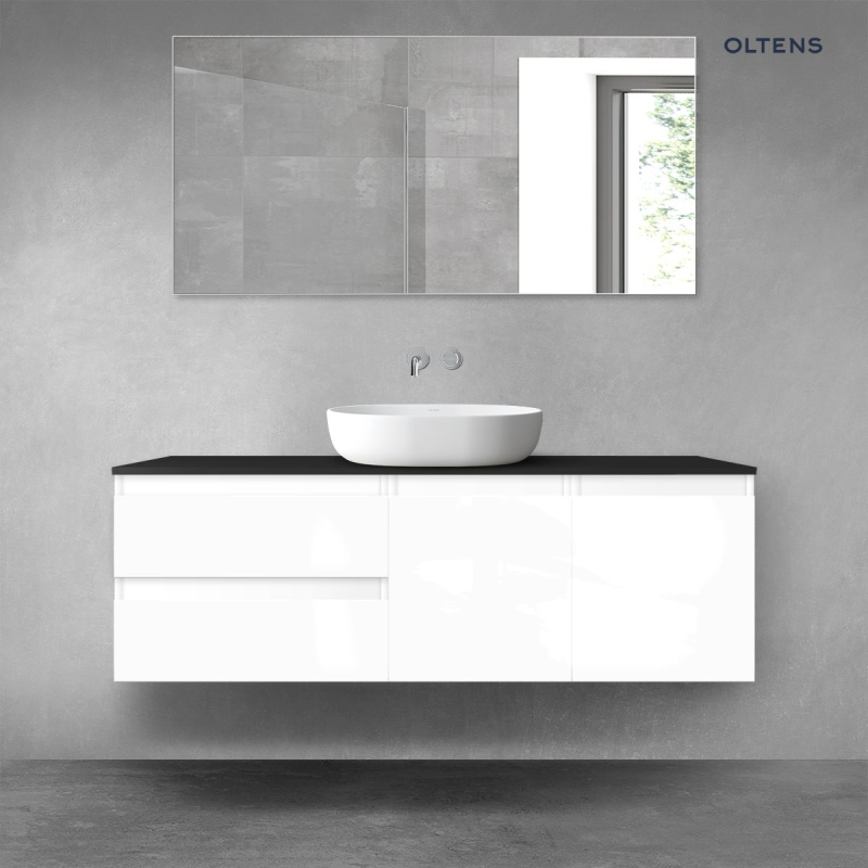 Vernal zestaw mebli łazienkowych 140 cm z blatem biały połysk/czarny mat OLTENS 68276000