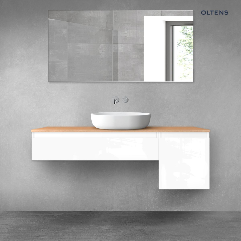 Vernal zestaw mebli łazienkowych 140 cm z blatem biały połysk/dąb OLTENS 68282000