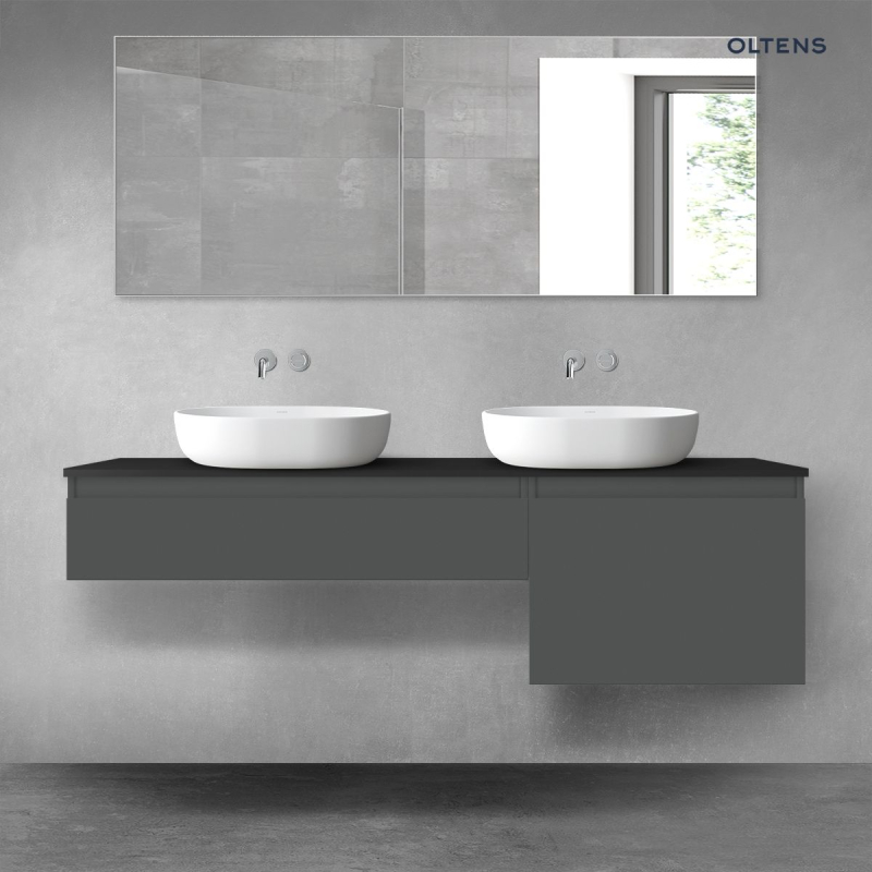 Vernal zestaw mebli łazienkowych 160 cm z blatem grafit mat/czarny mat OLTENS 68346400