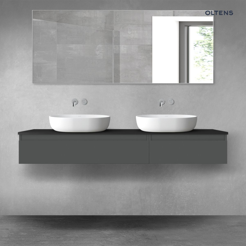 Vernal zestaw mebli łazienkowych 160 cm z blatem grafit mat/czarny mat OLTENS 68358400