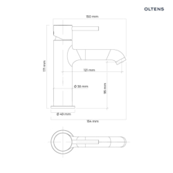 Molle Slim bateria umywalkowa stojąca czarny mat OLTENS 32203300