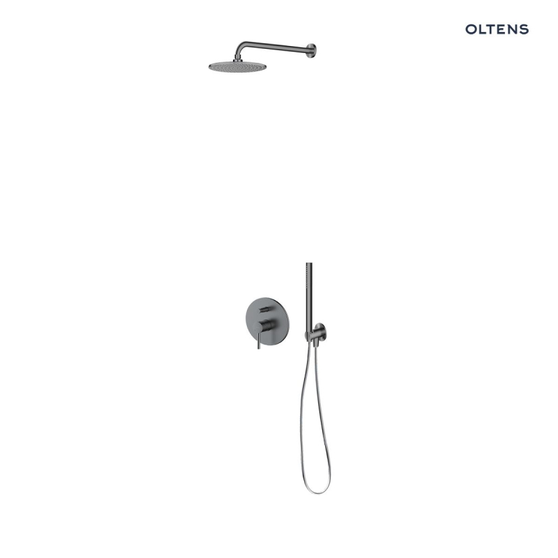 Zestaw Molle bateria podtynkowa z deszczownicą 30 cm Vindel i kompletem prysznicowym Ume grafit OLTENS 36600400