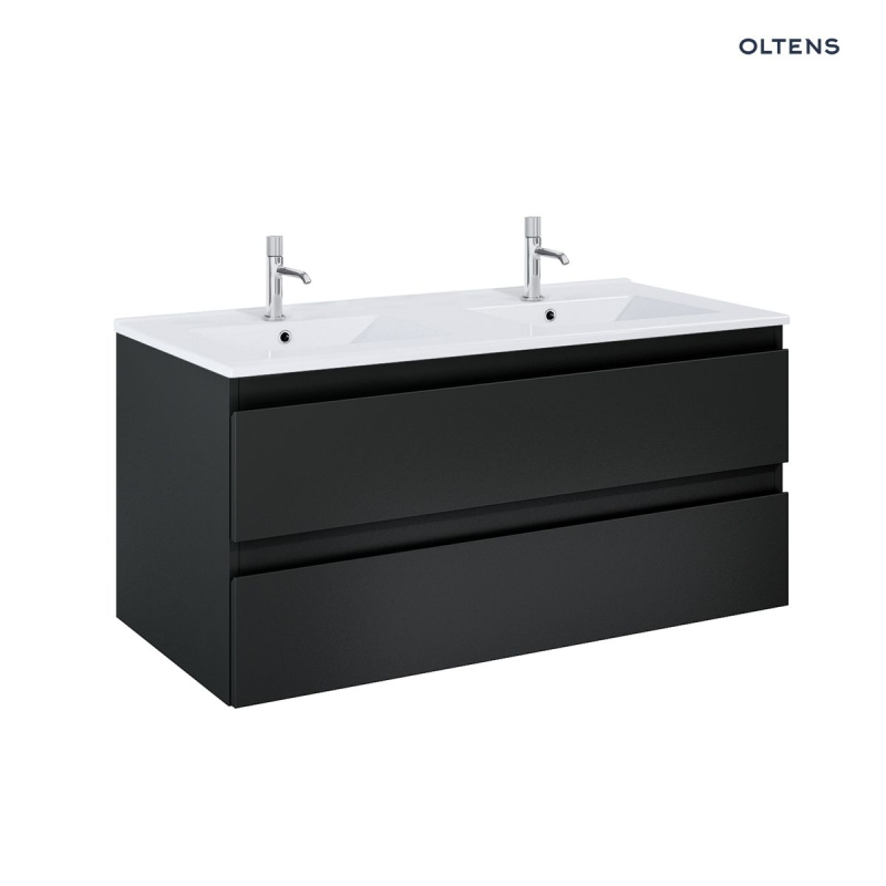 Vernal szafka 120 cm podumywalkowa wisząca z umywalką czarny mat/biały połysk OLTENS 68464300