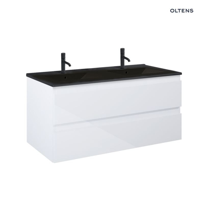 Vernal szafka 120 cm podumywalkowa wisząca z umywalką biały połysk/czarny mat OLTENS 68465000