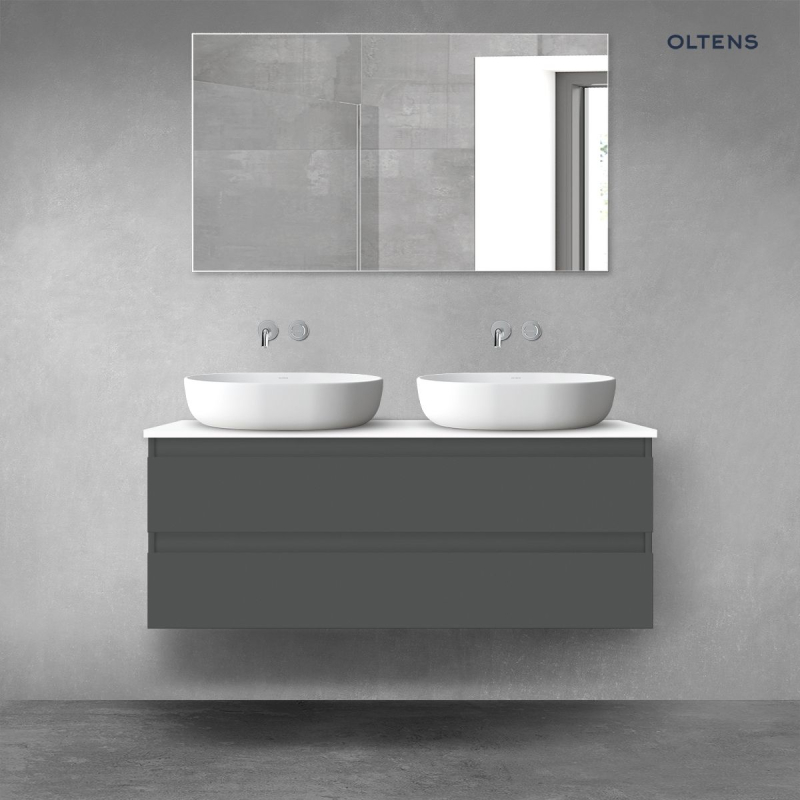 Vernal szafka 120 cm podumywalkowa wisząca z blatem grafit mat/biały połysk OLTENS 68469400