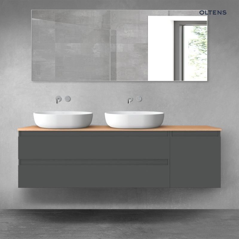 Vernal zestaw mebli łazienkowych 160 cm z blatem grafit mat/dąb OLTENS 68484400