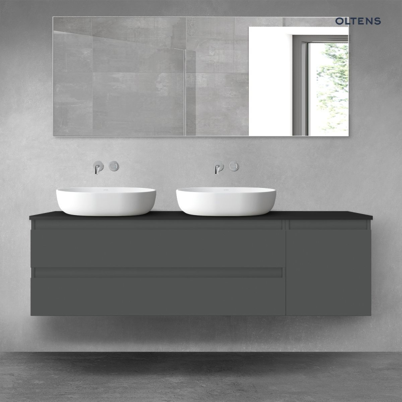Vernal zestaw mebli łazienkowych 160 cm z blatem grafit mat/czarny mat OLTENS 68486400