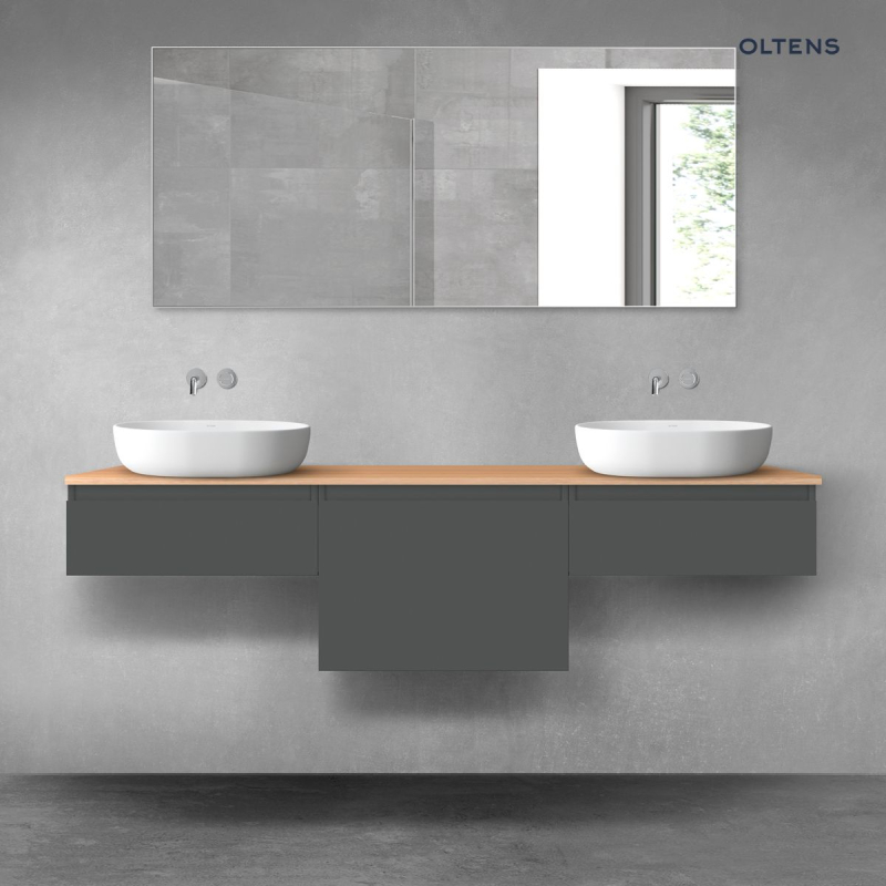 Vernal zestaw mebli łazienkowych 180 cm z blatem grafit mat/dąb OLTENS 68495400