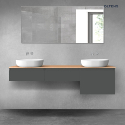 Vernal zestaw mebli łazienkowych 180 cm z blatem grafit mat/dąb OLTENS 68495400