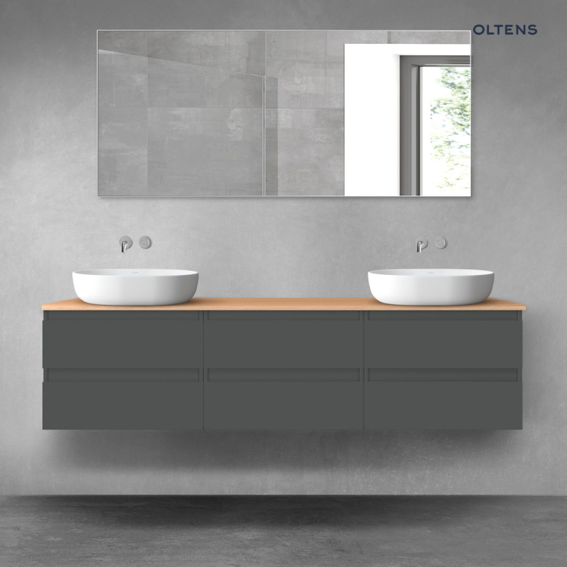 Vernal zestaw mebli łazienkowych 180 cm z blatem grafit mat/dąb OLTENS 68496400