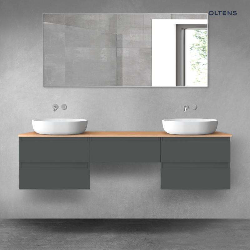 Vernal zestaw mebli łazienkowych 180 cm z blatem grafit mat/dąb OLTENS 68497400